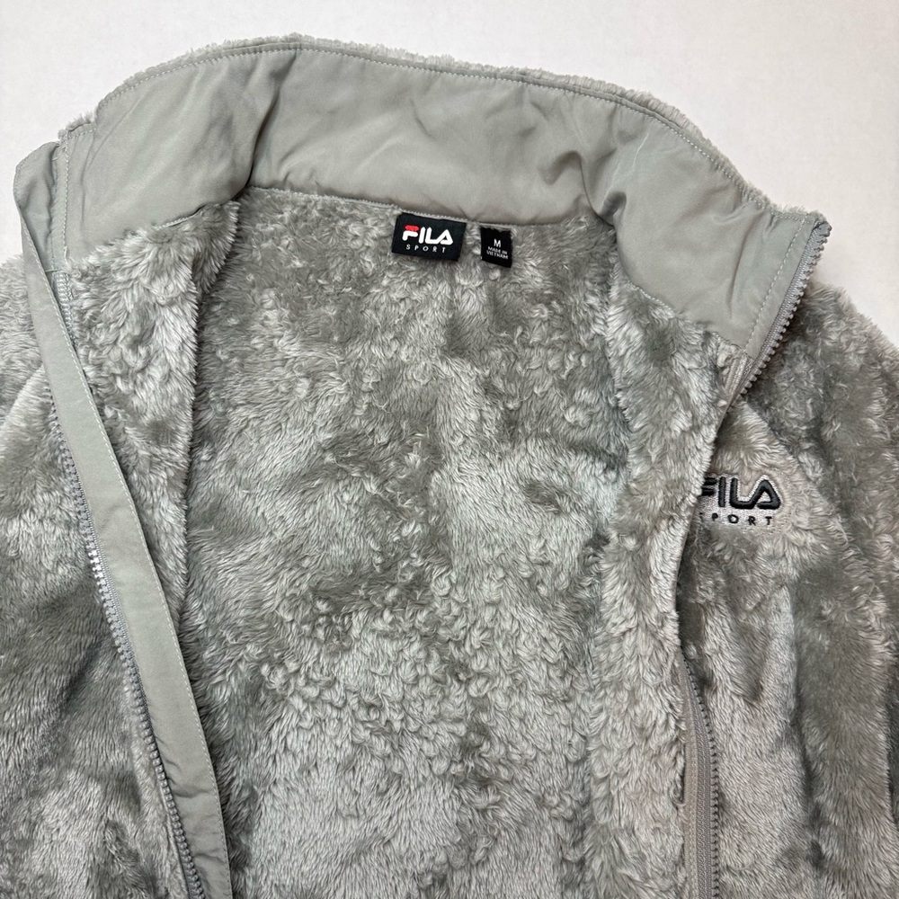 Fila Faux Fur Fleece Full Zip Jacket Gray Size M - Picture 5 of 12